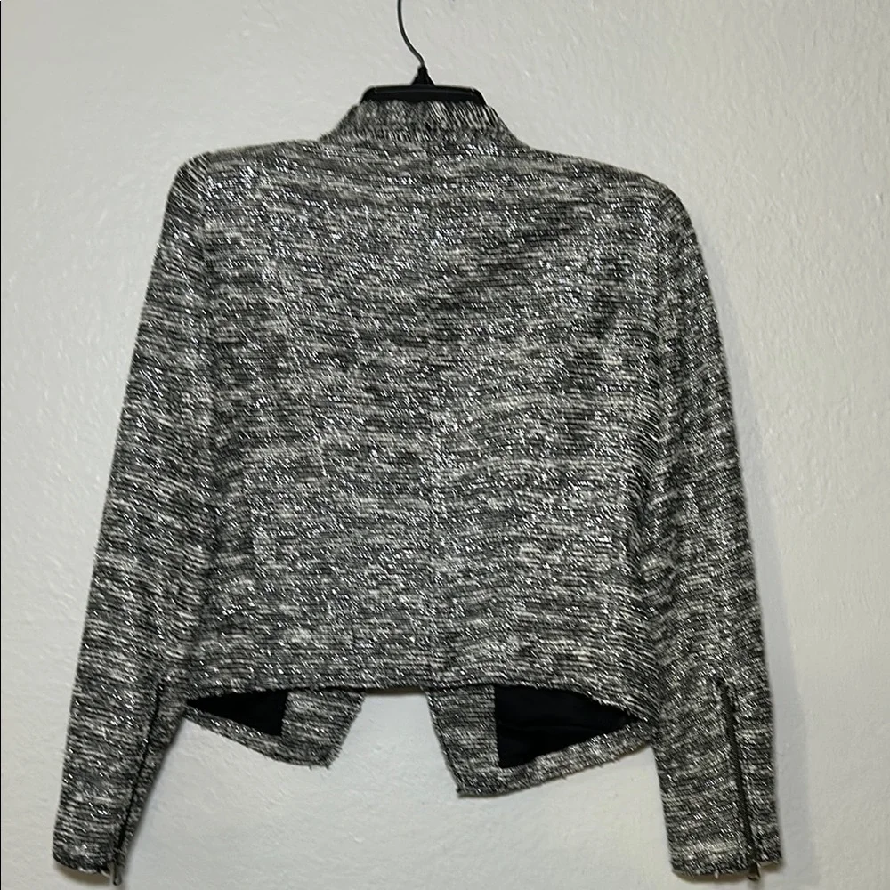 Zara Black and Gray Blazer with Textured Tweed Design - Picture 6 of 8